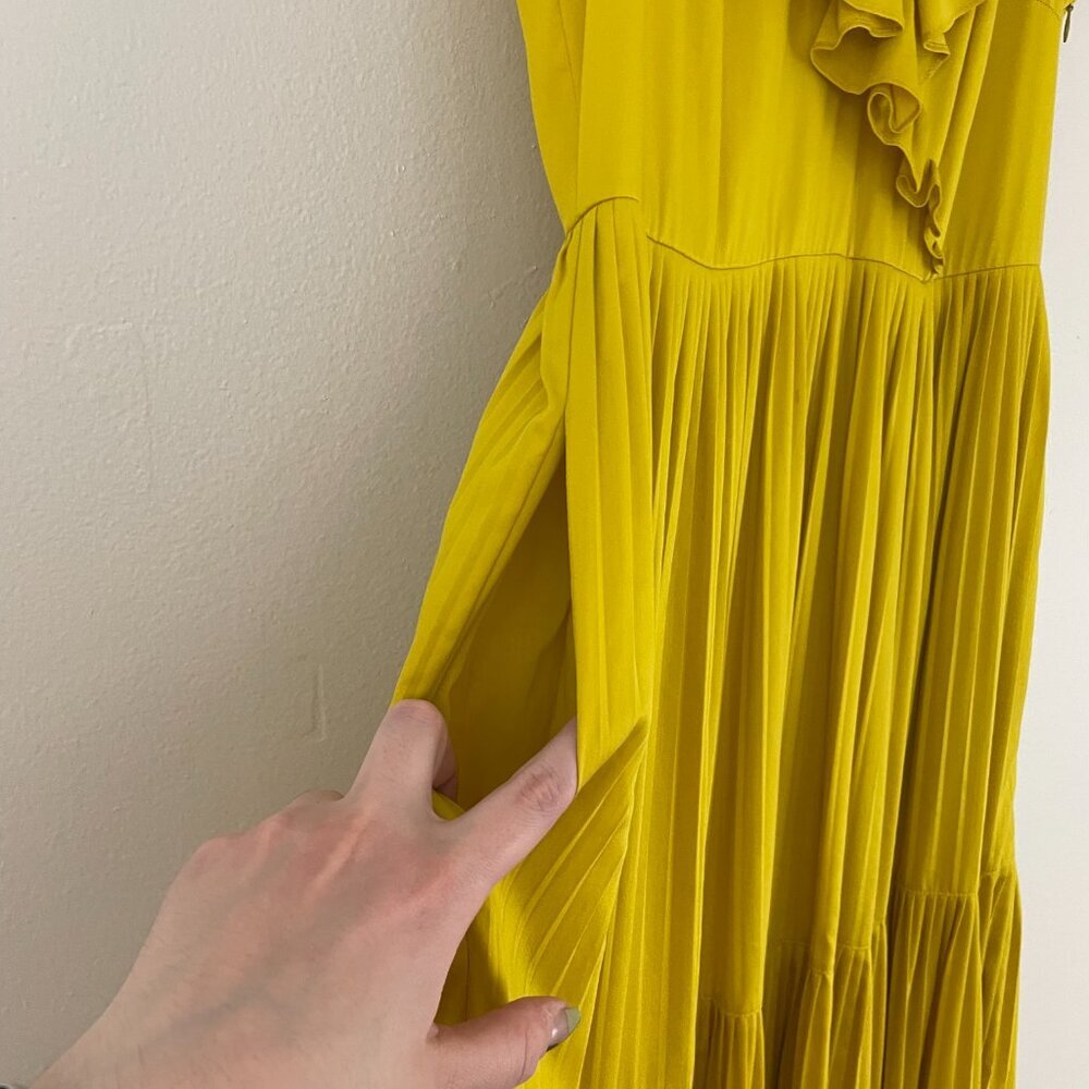 Kate Spade Cotton Poplin Ruffle Tiered Maxi Dress in Chartreuse Yellow Size 8 - Picture 7 of 8